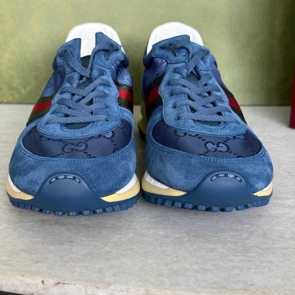 GUCCI 832461 Men's Canvas Blue GG Re-Motion sneaker, Size UK 9 - Picture 9 of 16